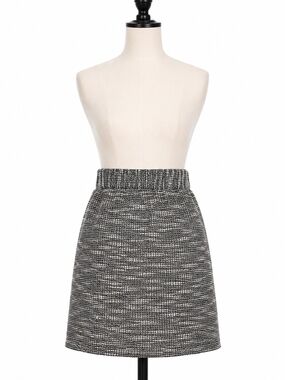 Black & White Marled Knit A-Line Skirt